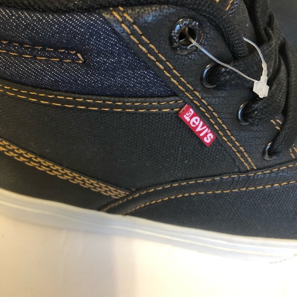 Levi’s Big Kids High Top Blue Canvas Denim Sneakers Size 4.5 - Picture 6 of 8
